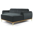 Ver imagem 1 de Sofá 3,50M 6 Lugares com Chaise Direito Pés Gold Molino B-317 Veludo Azul Cinza - Domi