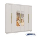 Ver imagem 5 de Guarda-Roupa Casal 6 Portas 6 Gavetas com Espelho em MDF Milano Off White/Nevaska