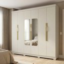 Ver imagem 1 de Guarda-Roupa Casal 6 Portas 6 Gavetas com Espelho em MDF Milano Off White/Nevaska