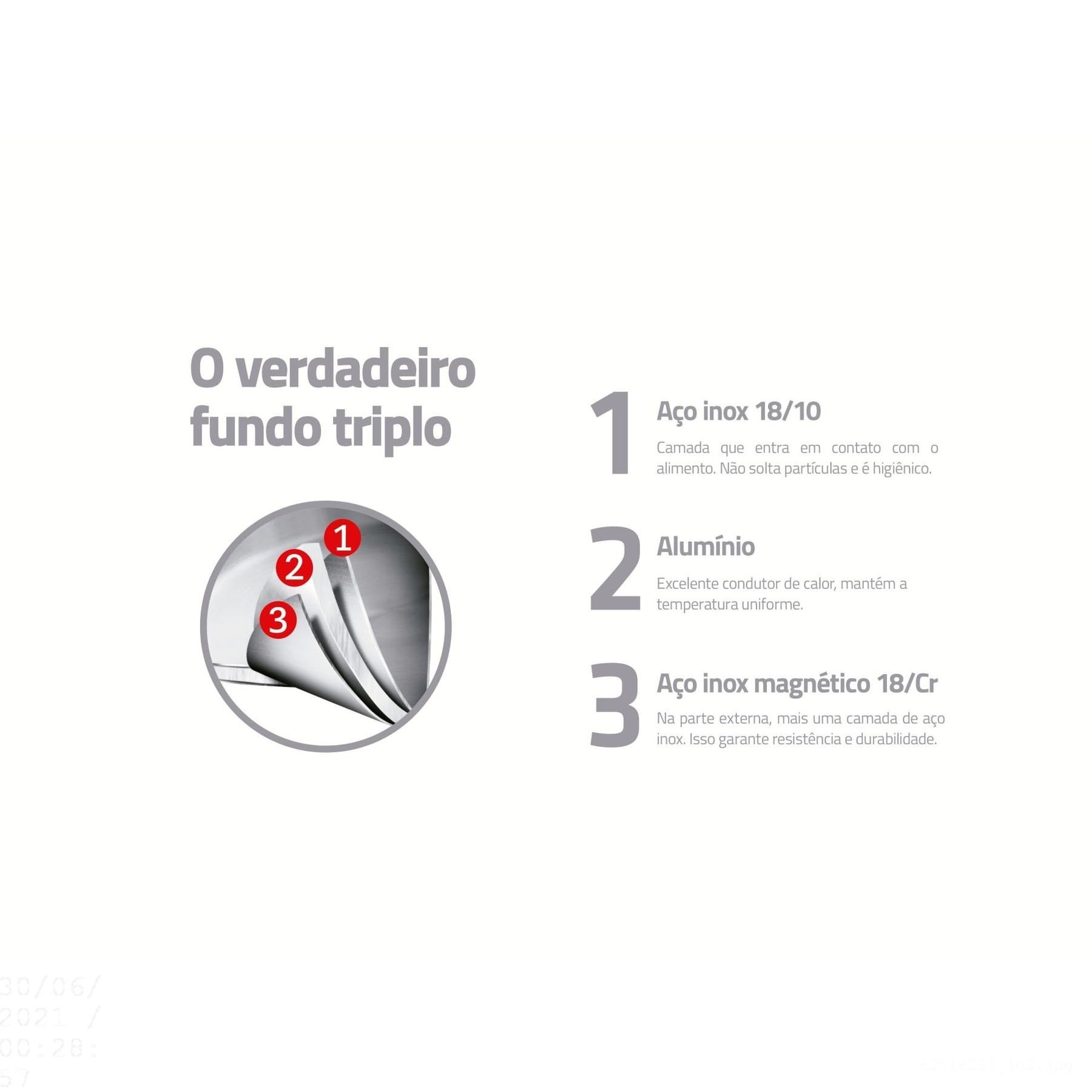 Panela de Pressão Tramontina Solar em Aço Inox Fundo Triplo com 5 Dispositivos de Segurança 22 cm 6  - 12