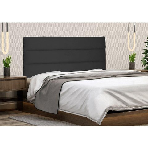 Painel Cabeceira Livia Cama Box Solteiro 90Cm Suede Preto