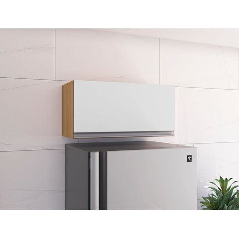Armário Cozinha Aéreo para Geladeira 0,6 M Andréia: Amendoa / Branco