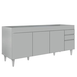 Balcão de Cozinha para Pia 180cm 4 Portas sem Tampo Dallas Cinza Claro - Lumil - 2