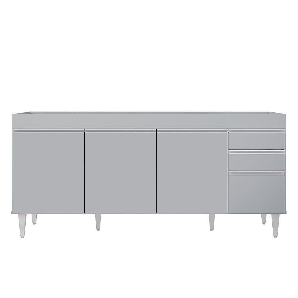 Balcão de Cozinha para Pia 180cm 4 Portas sem Tampo Dallas Cinza