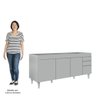 Balcão de Cozinha para Pia 180cm 4 Portas sem Tampo Dallas Cinza Claro - Lumil - 3