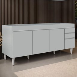 Balcão de Cozinha para Pia 180cm 4 Portas sem Tampo Dallas Cinza Claro - Lumil - 6