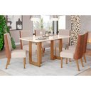Ver imagem 1 de Kit 6 Cadeiras Sala Jantar Yara Sc79 Tampo Madeirado C/ Vidro Canto Curvo 160x90cm e 6 Cadeiras Anne