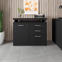 Ver imagem 1 de Armário Escritório F5 Office 1 Porta 3 Gavetas MDP 90cm Preto F5 Office