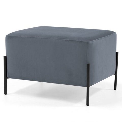 Puff Decorativo 60cm Base Aço Status B-317 Veludo Cinza