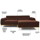 Ver imagem 3 de Sofá 3,20M 5 Lugares com Chaise Direito Pés Gold Molino B-276 Veludo Terra - Domi