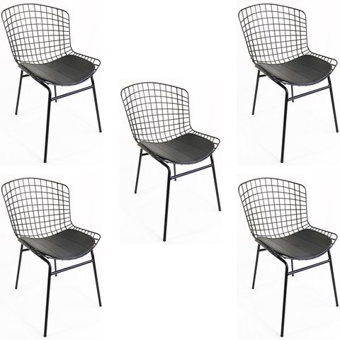 Kit 5 Cadeiras BERTÓIA preta tubular - Poltronas do Sul