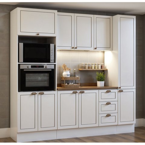 Cozinha Compacta Modulada com Rodapé, Tampo 8 Peças 240cm Friz Genialflex
