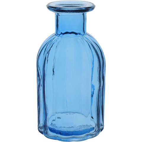 Vaso Garrafa Decorativo de Vidro Azul 10x5x5cm Enfeite Sala Mesa Estante Flores