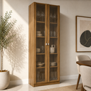 Ver imagem 1 de Cristaleira com 2 Portas de Vidro e 4 Prateleiras Nogal CR6003 - Tecnomobili