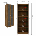 Ver imagem 4 de Cristaleira com 2 Portas de Vidro e 4 Prateleiras Nogal CR6003 - Tecnomobili