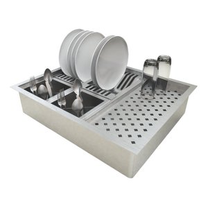 Combo Cuba 70x40 Escorredor Calha Canal Úmida 55cm Cozinha Technox
