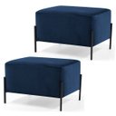 Ver imagem 1 de Kit 2 Puffs Decorativos 60cm Base Aço Status B-304 Veludo Azul Marinho- Domi