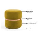 Ver imagem 3 de Puff Decorativo com Cinto Rosê Round B-279 Veludo Amarelo