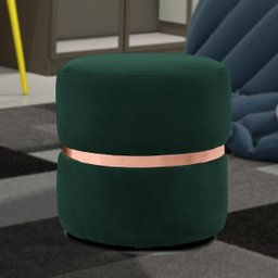 Puff Decorativo com Cinto Rosê Round B-303 Veludo Verde Musgo - 2
