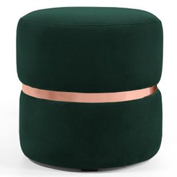 Puff Decorativo com Cinto Rosê Round B-303 Veludo Verde Musgo - 1