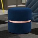 Ver imagem 2 de Puff Decorativo com Cinto Rosê Round B-304 Veludo Azul Marinho