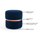 Ver imagem 3 de Puff Decorativo com Cinto Rosê Round B-304 Veludo Azul Marinho