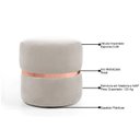 Ver imagem 3 de Puff Decorativo com Cinto Rosê Round B-309 Veludo Bege Claro