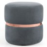 Puff Decorativo com Cinto Rosê Round D-166 Veludo Cinza - 1