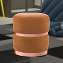 Ver imagem 2 de Puff Decorativo com Cinto e Aro Rosê Round B-262 Veludo Laranja