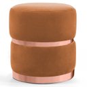 Ver imagem 1 de Puff Decorativo com Cinto e Aro Rosê Round B-262 Veludo Laranja