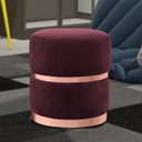 Ver imagem 2 de Puff Decorativo com Cinto e Aro Rosê Round B-278 Veludo Marsala