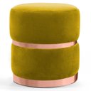 Ver imagem 1 de Puff Decorativo com Cinto e Aro Rosê Round B-279 Veludo Amarelo