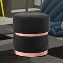 Ver imagem 2 de Puff Decorativo com Cinto e Aro Rosê Round B-300 Veludo Preto