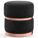 Ver imagem 1 de Puff Decorativo com Cinto e Aro Rosê Round B-300 Veludo Preto