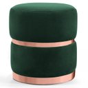 Ver imagem 1 de Puff Decorativo com Cinto e Aro Rosê Round B-303 Veludo Verde Musgo