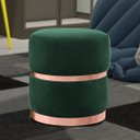 Ver imagem 2 de Puff Decorativo com Cinto e Aro Rosê Round B-303 Veludo Verde Musgo