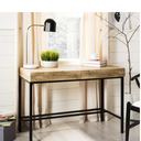 Ver imagem 1 de Escrivaninha reta com duas gavetas e pés metálicos