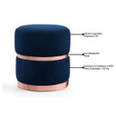 Ver imagem 3 de Puff Decorativo com Cinto e Aro Rosê Round B-304 Veludo Azul Marinho