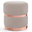 Ver imagem 1 de Puff Decorativo com Cinto e Aro Rosê Round B-309 Veludo Bege Claro