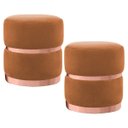 Ver imagem 1 de Kit 2 Puffs Decorativos Cinto e Aro Rosê Round B-262 Veludo Laranja