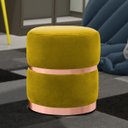 Ver imagem 2 de Kit 2 Puffs Decorativos Cinto e Aro Rosê Round B-279 Veludo Amarelo