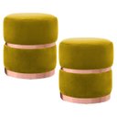 Ver imagem 1 de Kit 2 Puffs Decorativos Cinto e Aro Rosê Round B-279 Veludo Amarelo