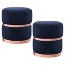 Ver imagem 1 de Kit 2 Puffs Decorativos Cinto e Aro Rosê Round B-287 Veludo Marinho