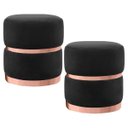 Ver imagem 1 de Kit 2 Puffs Decorativos Cinto e Aro Rosê Round B-300 Veludo Preto
