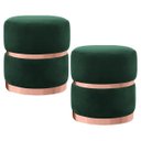 Ver imagem 1 de Kit 2 Puffs Decorativos Cinto e Aro Rosê Round B-303 Veludo Verde Musgo