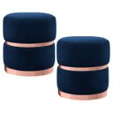 Ver imagem 1 de Kit 2 Puffs Decorativos Cinto e Aro Rosê Round B-304 Veludo Azul Marinho
