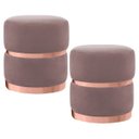 Ver imagem 1 de Kit 2 Puffs Decorativos Cinto e Aro Rosê Round B-305 Veludo Rosê
