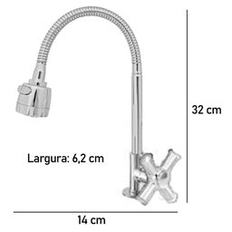 Torneira para Pia Bica Móvel Gourmet Mesa 1160 com Arejador C-37 1/4 de Volta Medida1/2 D Metais San - 5