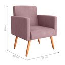 Ver imagem 2 de Poltrona Lyon Veludo Turkey Rosa 64x60cm com Espuma D20 para Sala Quarto