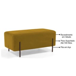Puff Decorativo 90cm Base Aço Status B-279 Veludo Mostarda - 2